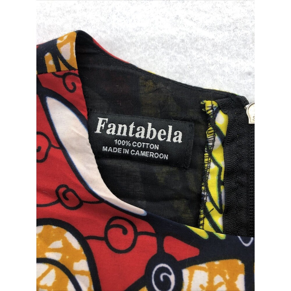 Fantabela Women's Dress Shirt Size 38 African Print Puff Sleeve Multicolor - Picture 3 of 16